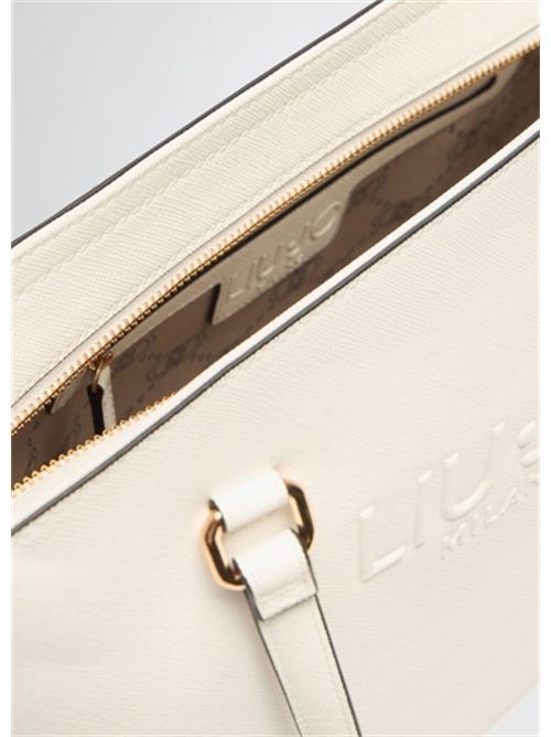 borsa donna shopping logo ecopelle bianca LIU JO | AA5321-E008701065
